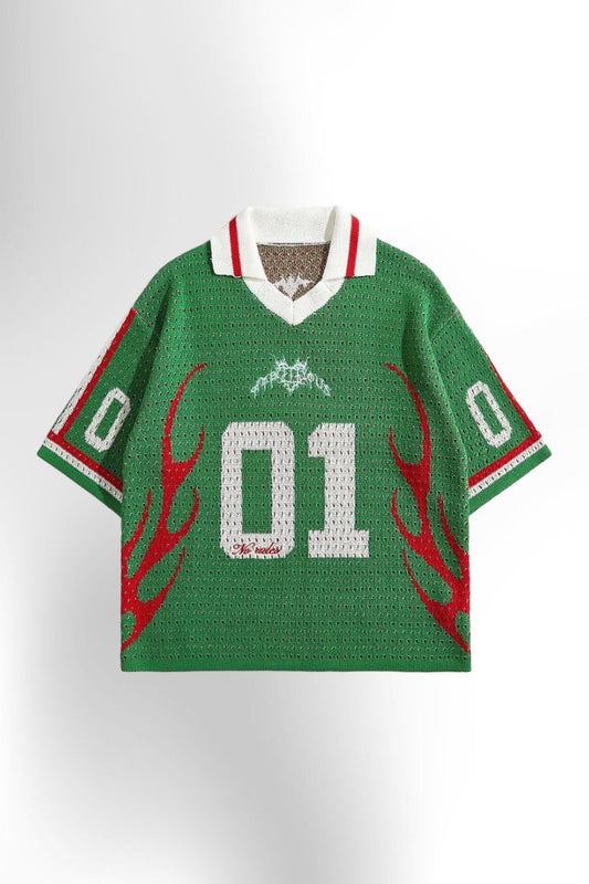 Men's Loose Fit Contrast Color Short Sleeve Knit Top Jersey