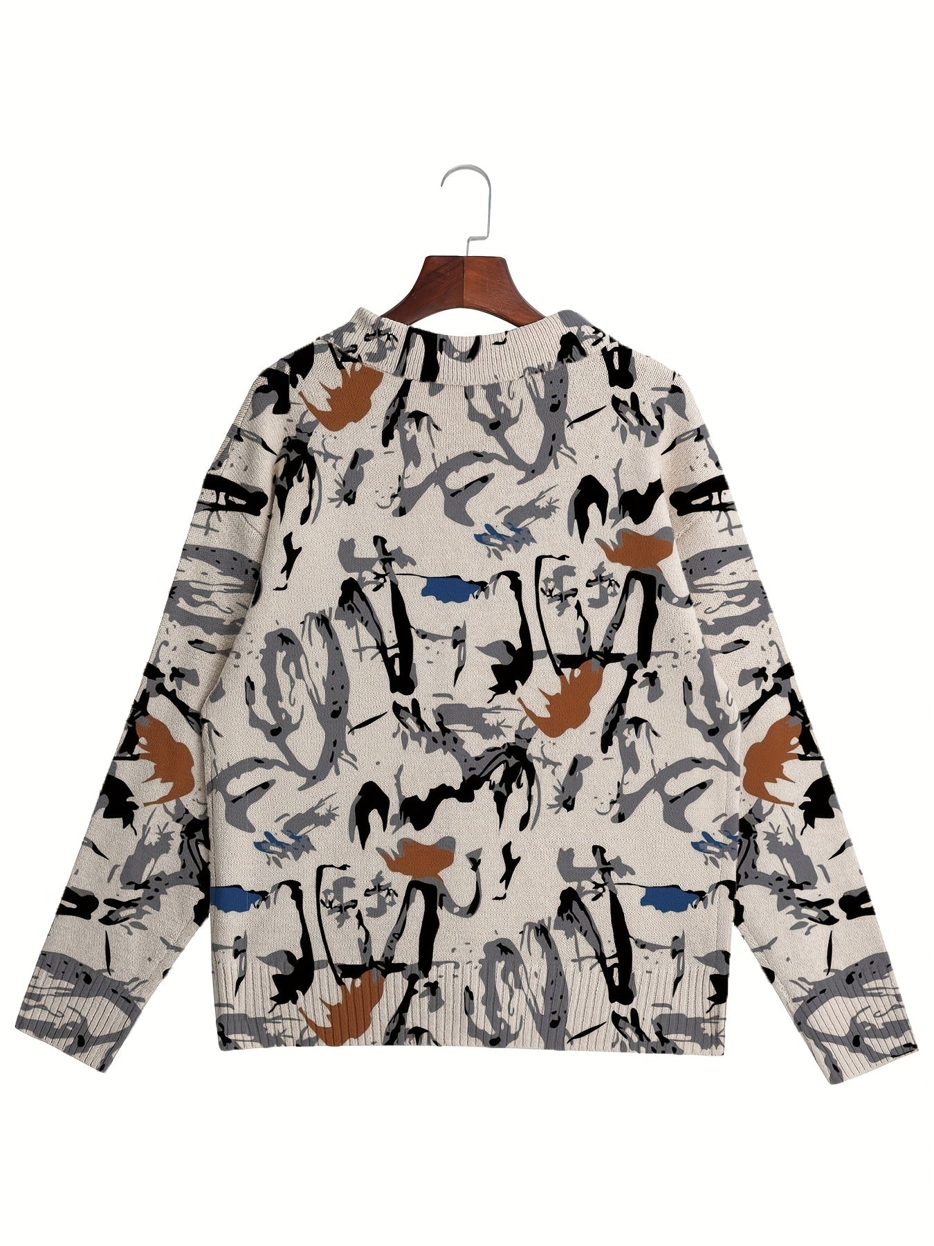Men's Printed  Knit Sweater Cardigan