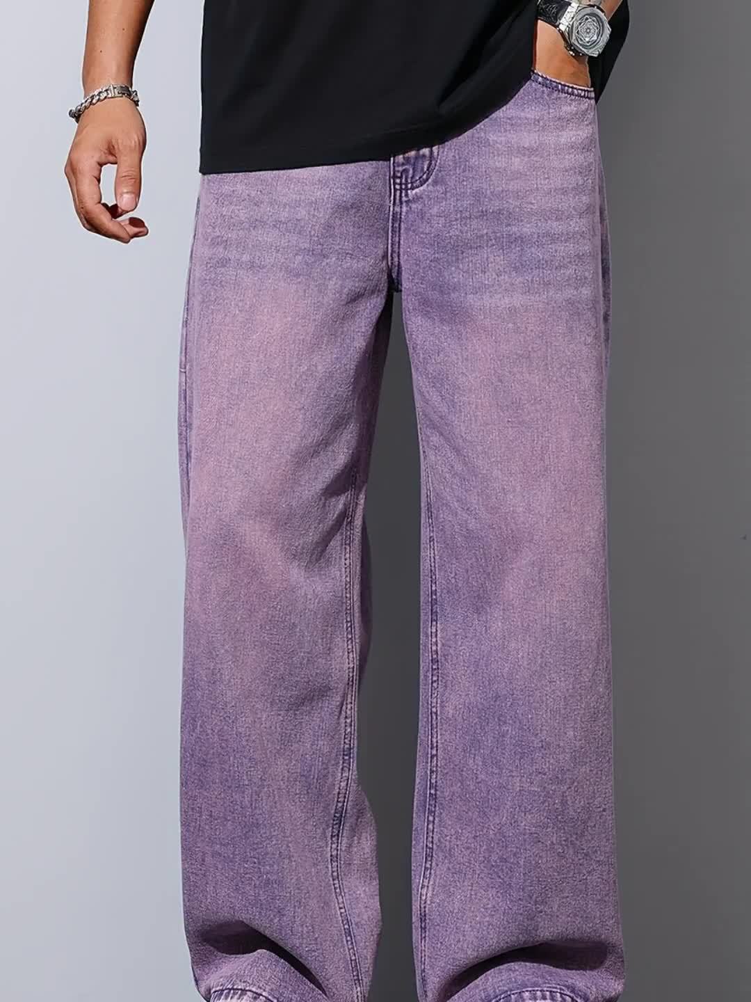 Men's Loose Fit Purple Denim Jeans
