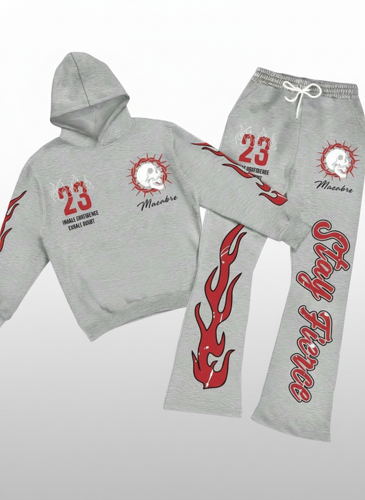 Face Letter Print Hoodie Sweatpants Set