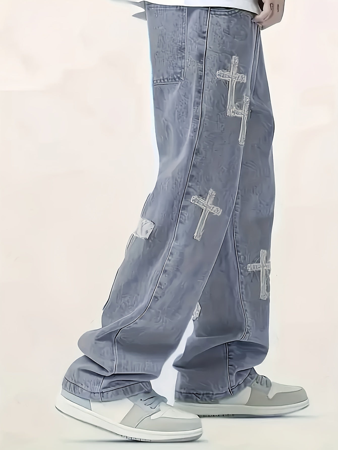 Embroidered Cross Casual Pants