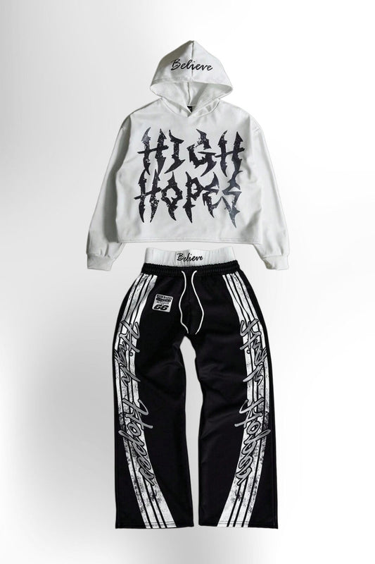 Men's Print Hoodie & Wide-Leg Pants Set,