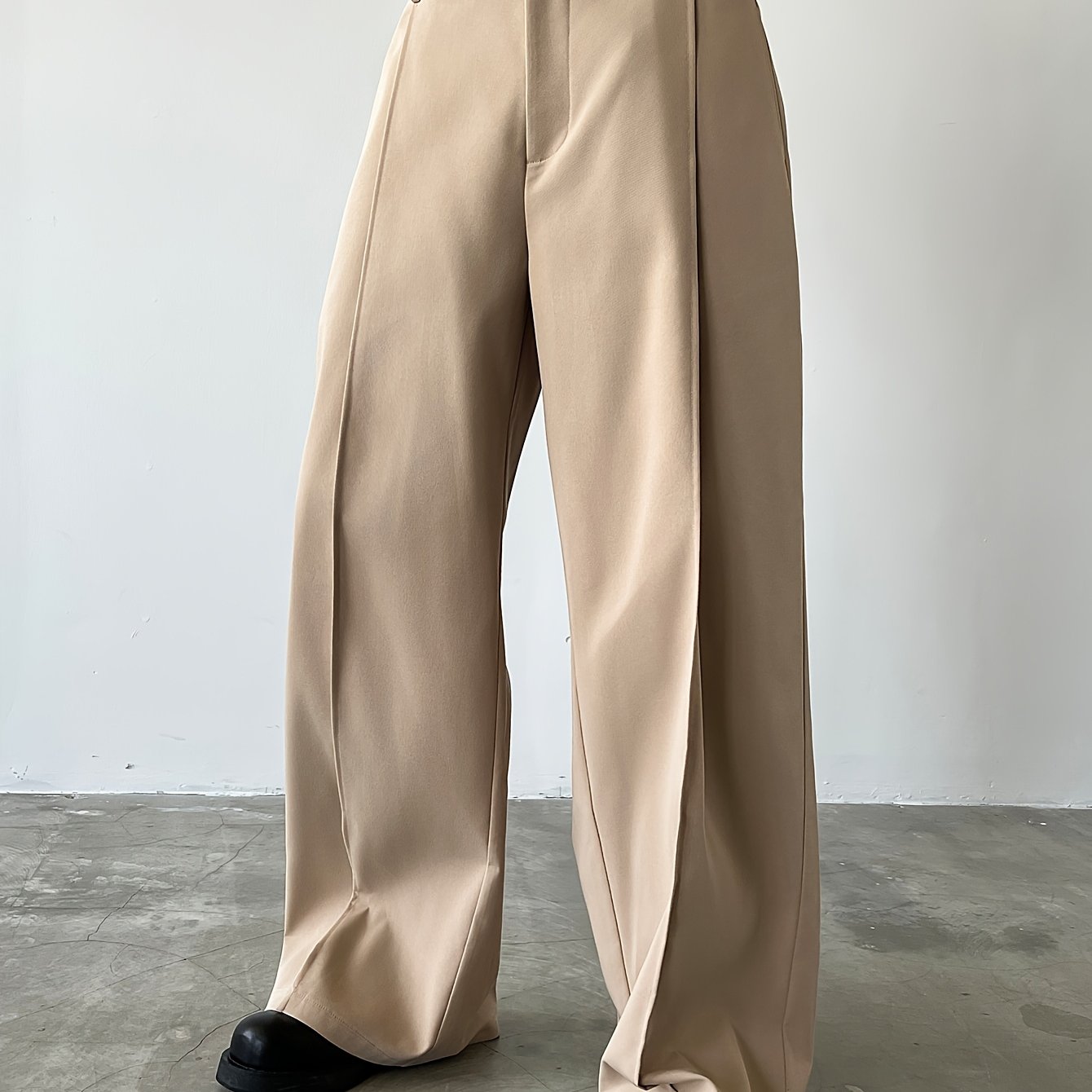 Men'S Casual Straight-Leg Pants with Button Closure
