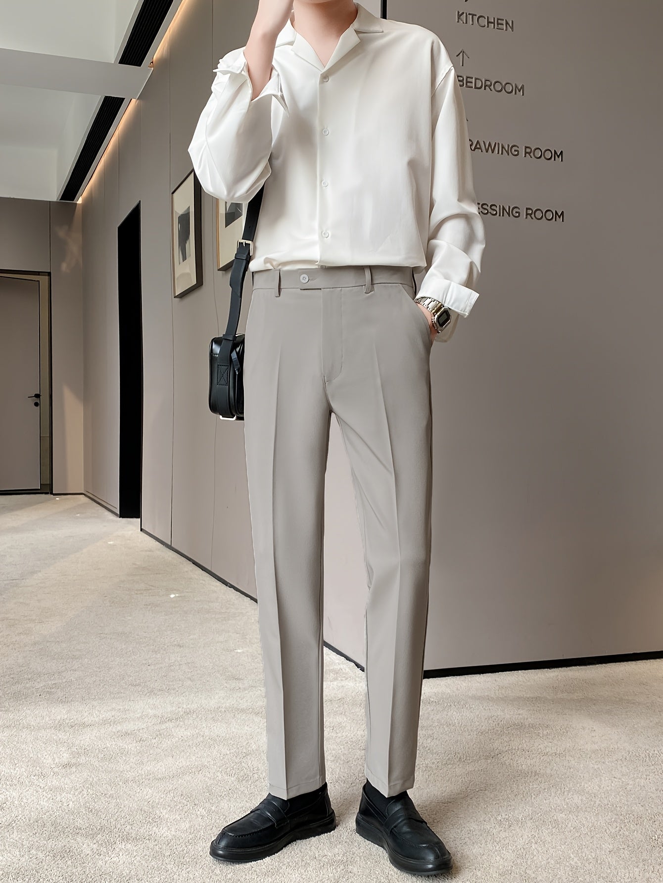 Men's Cropped Casual Formal Pants