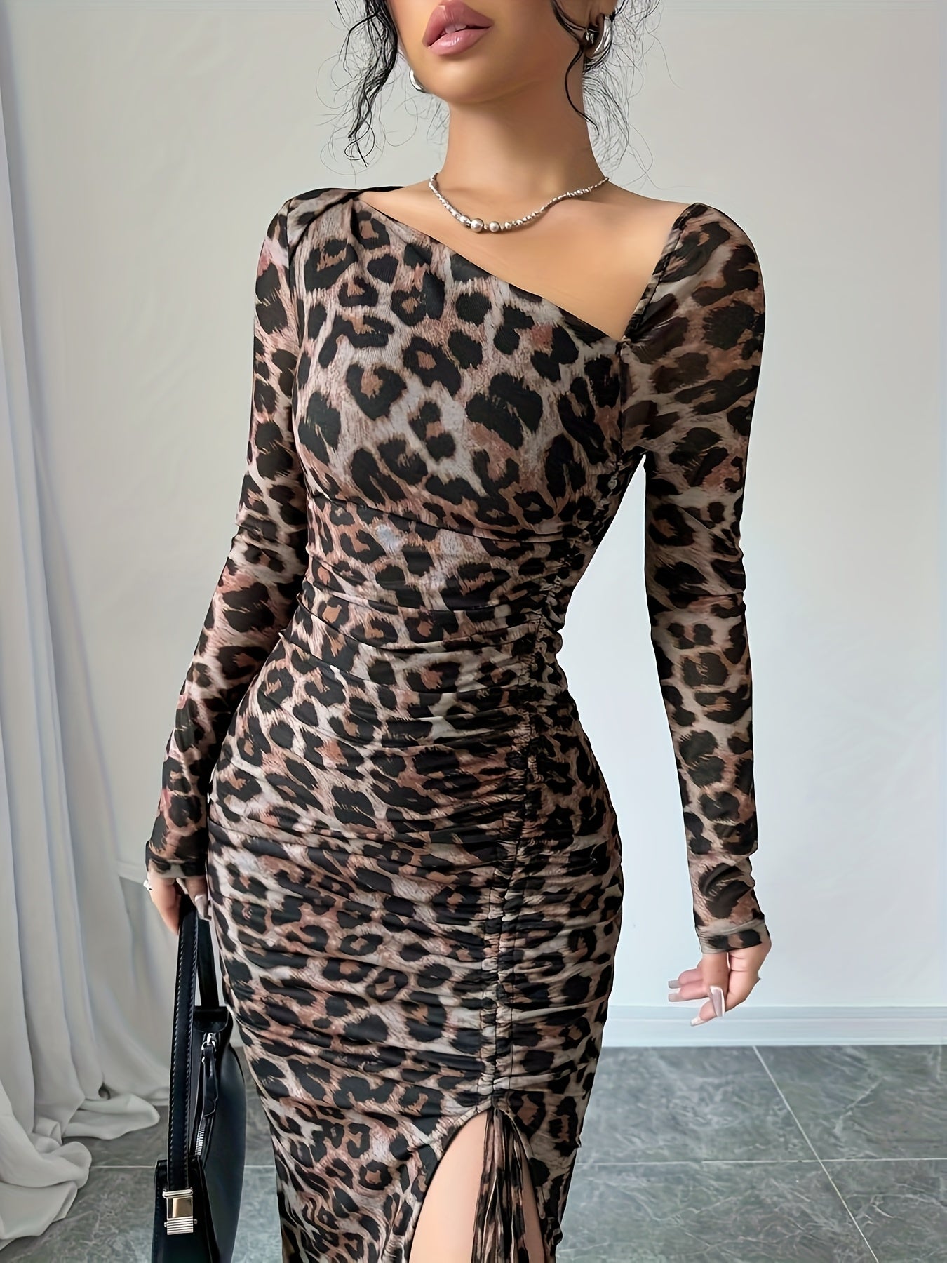 Women's Elegant Leopard Print Maxi Dress