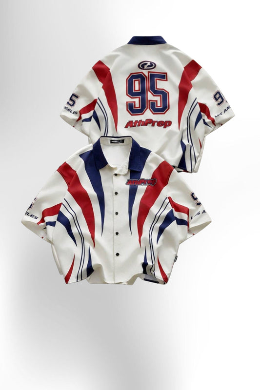 Men's Digital Print Loose Woven Short Sleeve Shirt