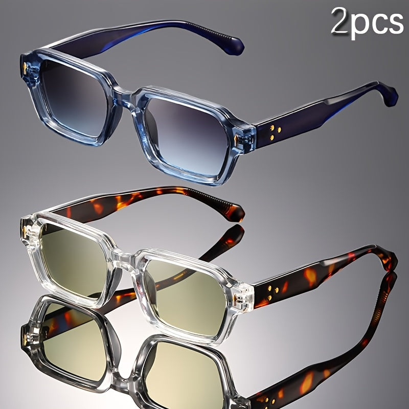 2-Pack Retro Square Frame Fashion Glasses for Men & Women