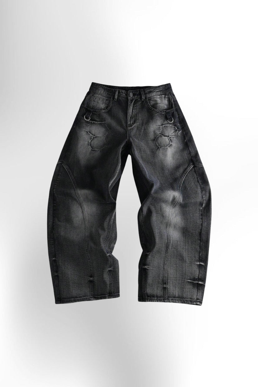 Men's Embroidered Pattern Punk Relaxed Fit Jeans