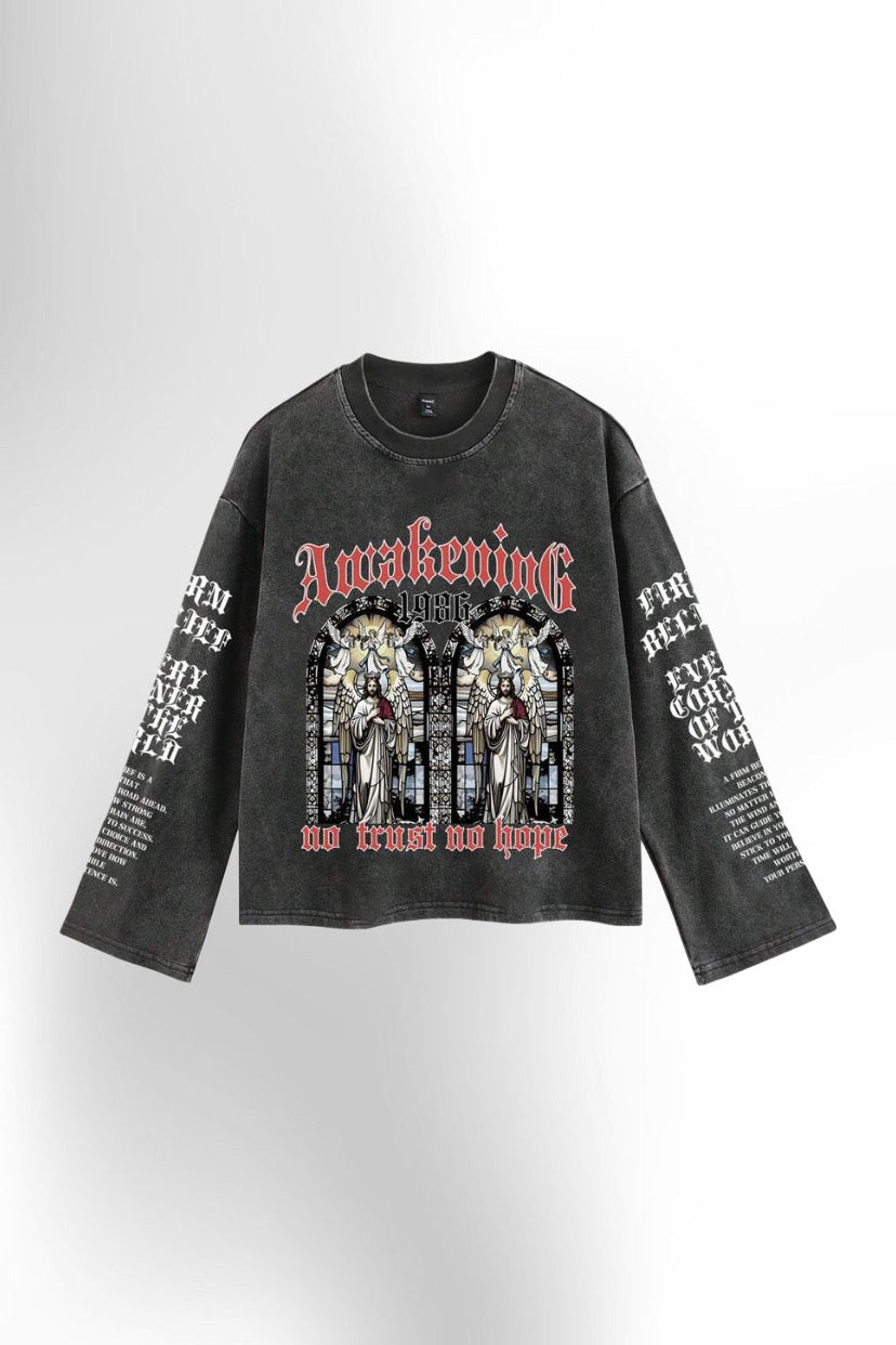 Casual Loose Fit Crew Neck Long Sleeve T-Shirt For Men