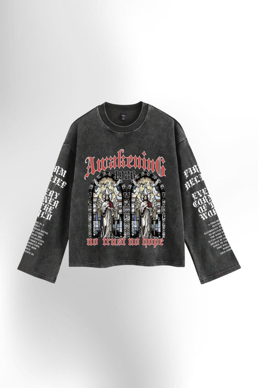 Casual Loose Fit Crew Neck Long Sleeve T-Shirt For Men