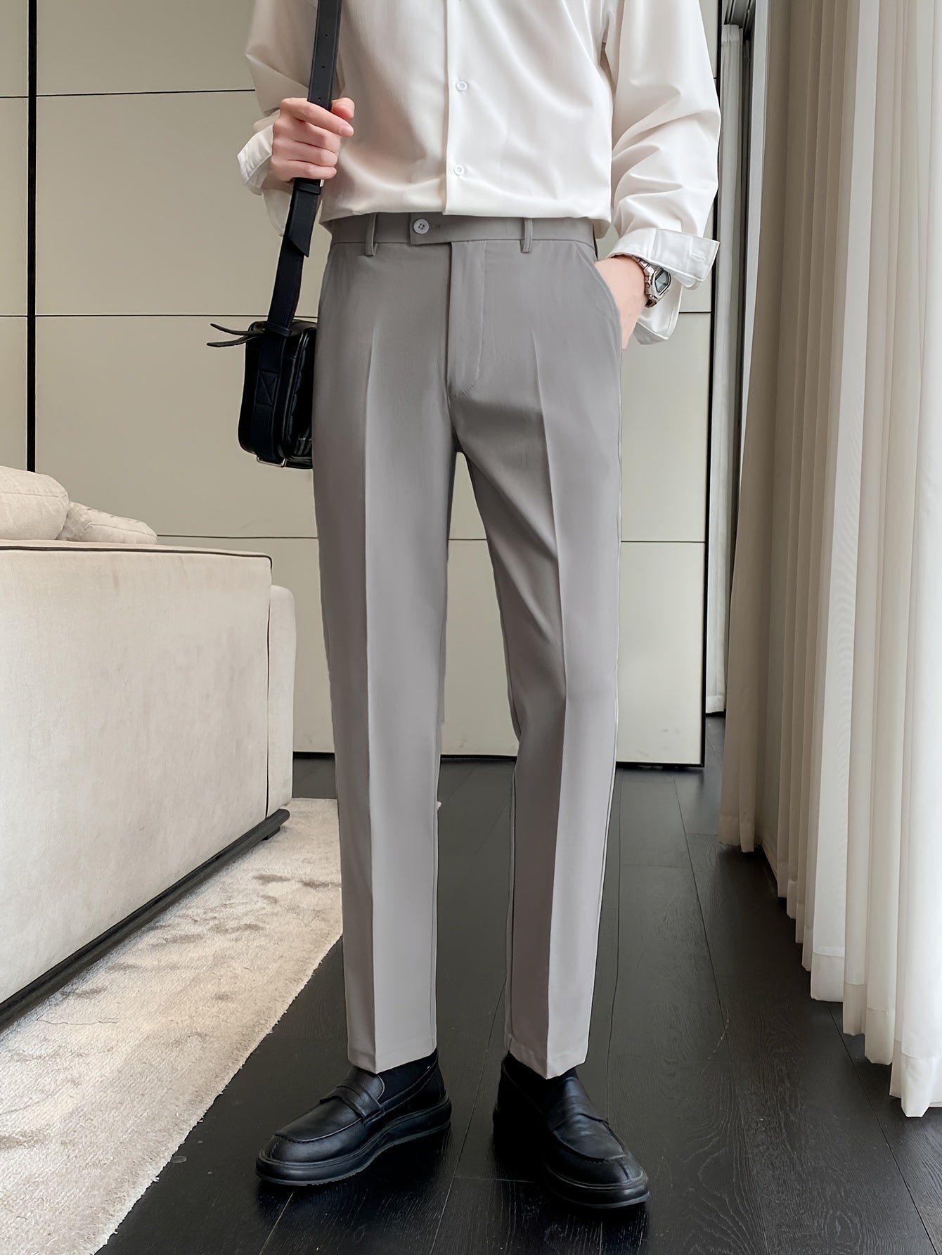 Men's Cropped Casual Formal Pants