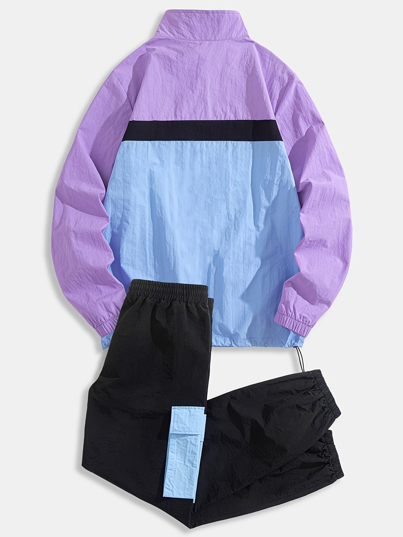 Men'S Sporty Color-Block Zip-Up Hoodie & Jogger Pants Set