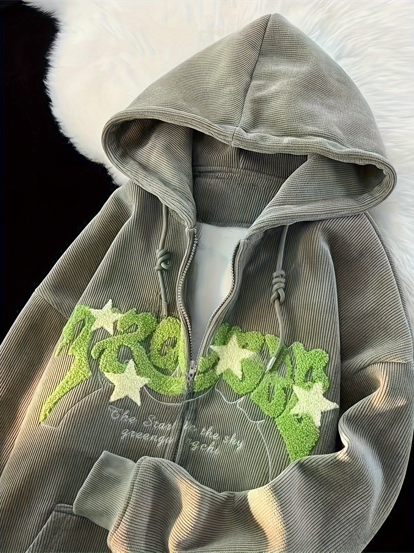 Zip-up Drawstring Hoodie