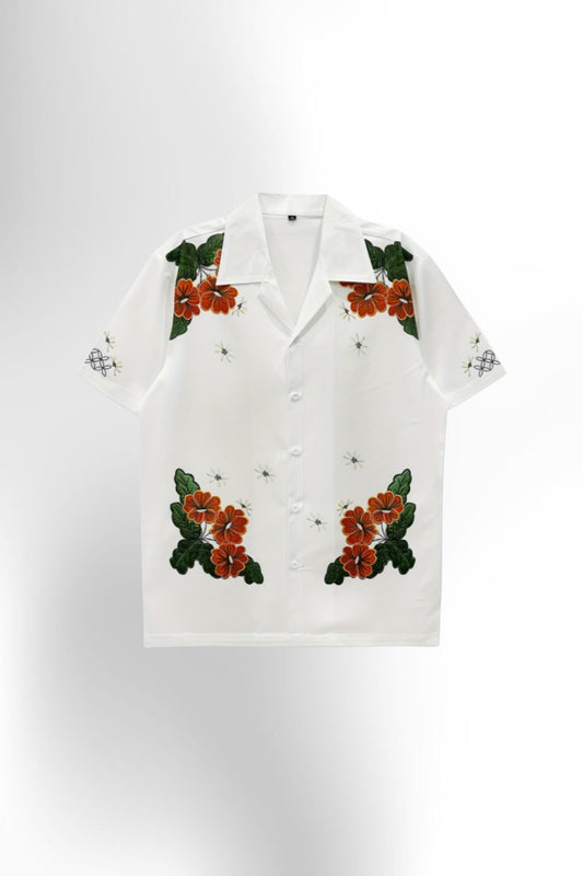 Men'S White Short Sleeve Hawaiian Shirt