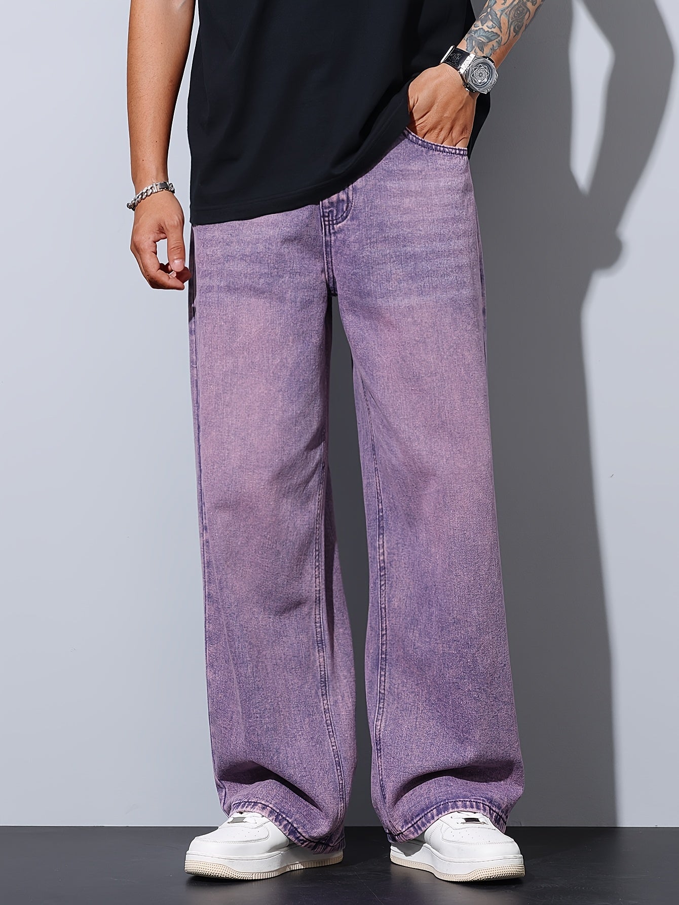 Men's Loose Fit Purple Denim Jeans