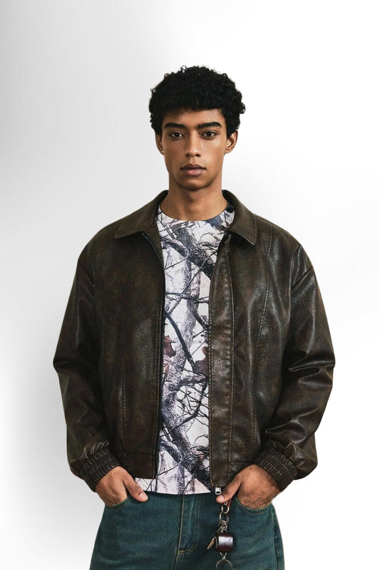 Retro Men's Long Sleeve PU Leather Casual Jacket