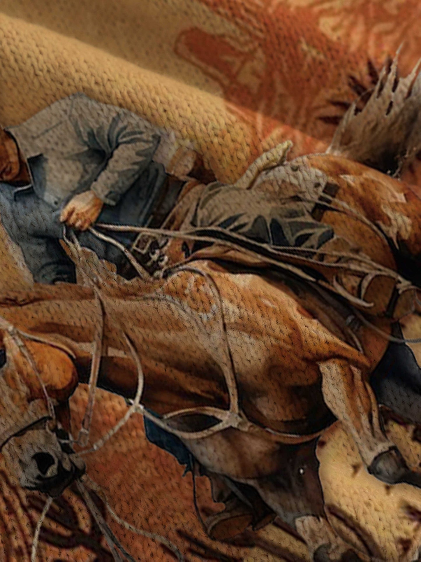 Men'S Vintage Cowboy Print Cardigan