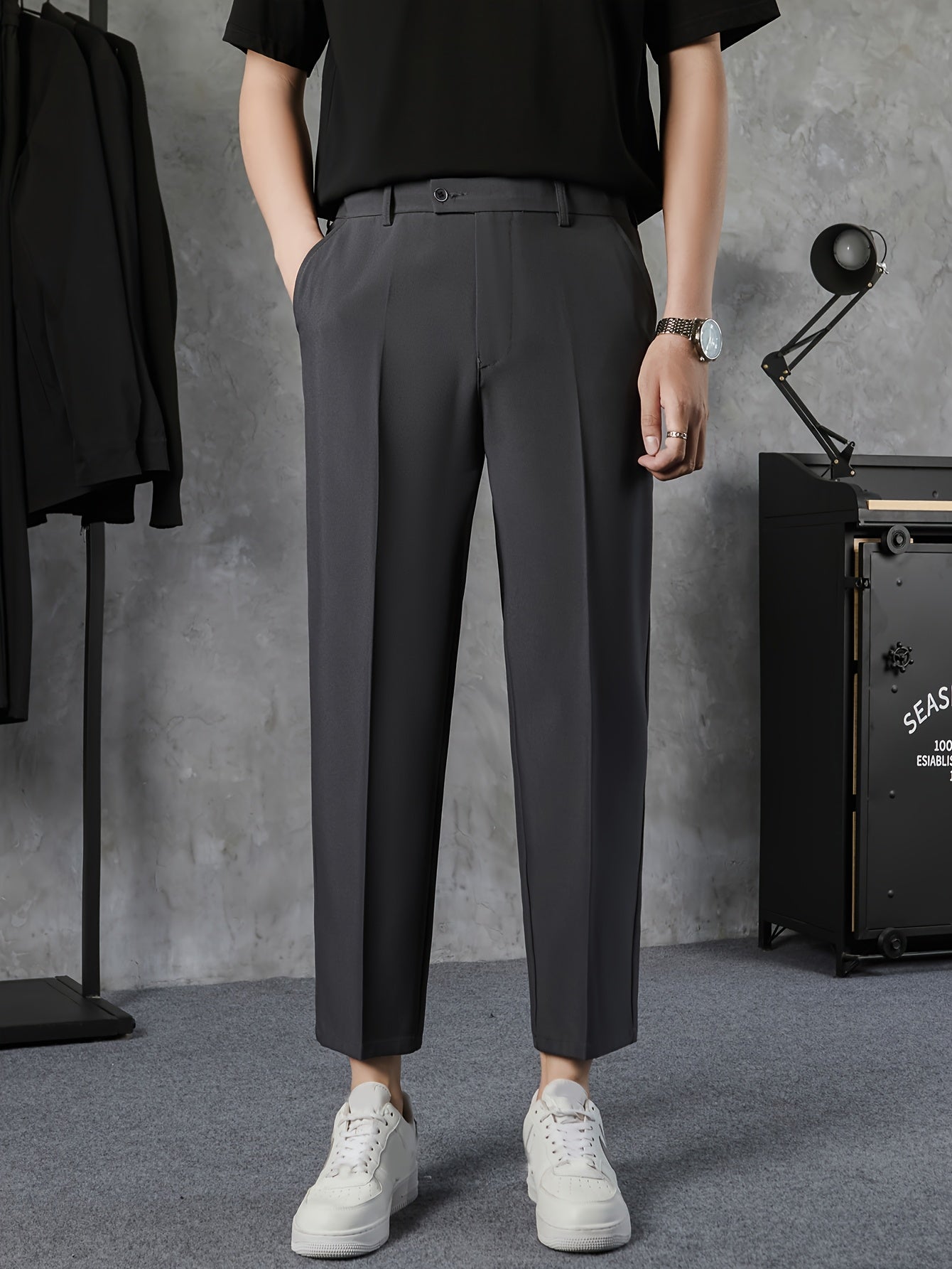 Men's Cropped Casual Formal Pants