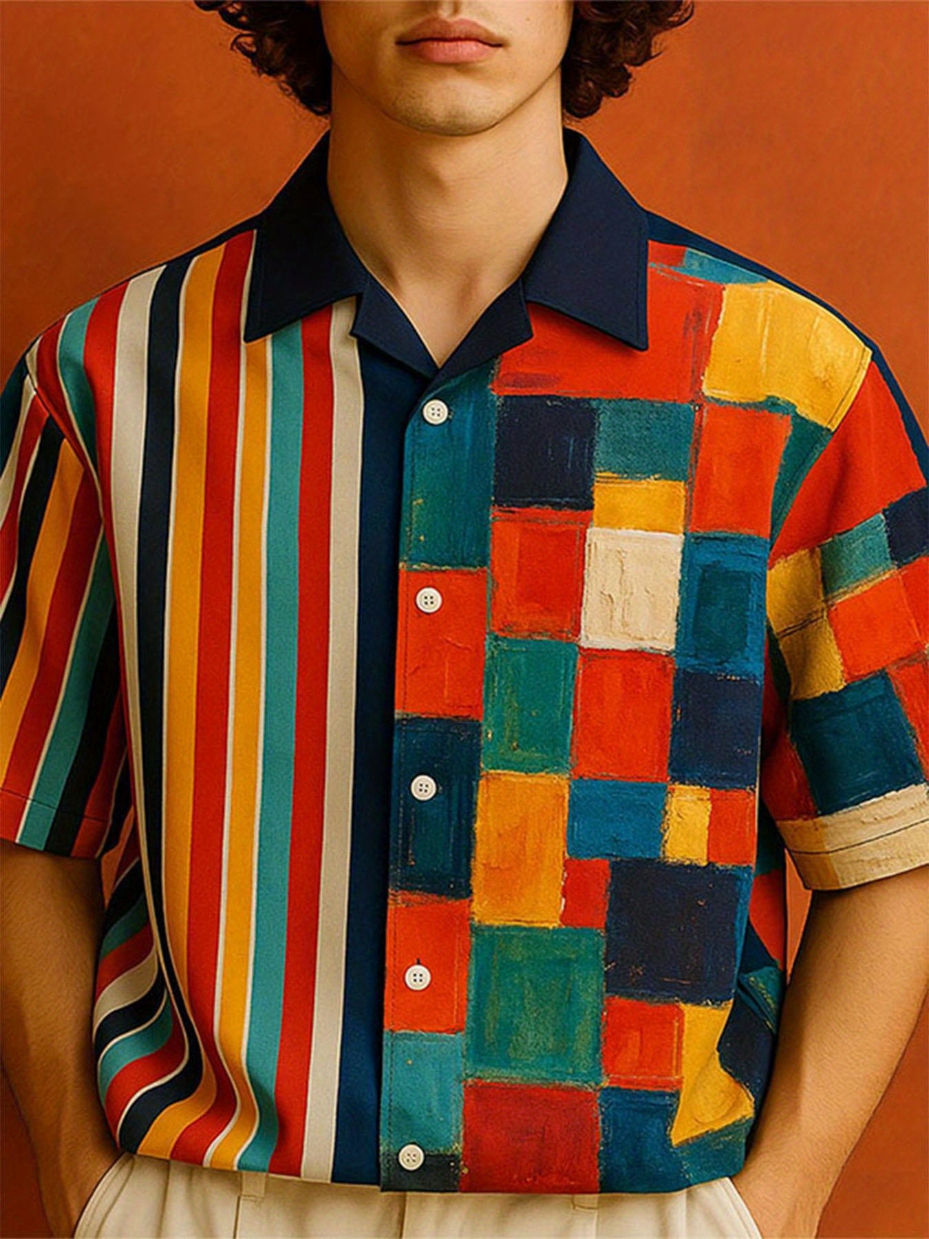 Men's Shirt Loose Fit Button-Up