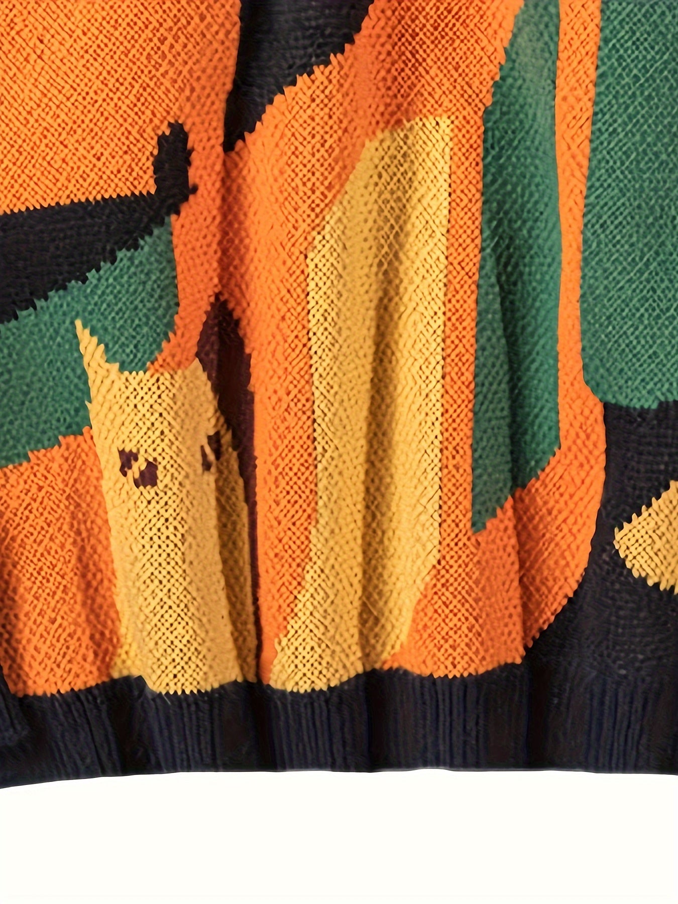 Casual Cat Pattern Knitted Crew Neck Sweater