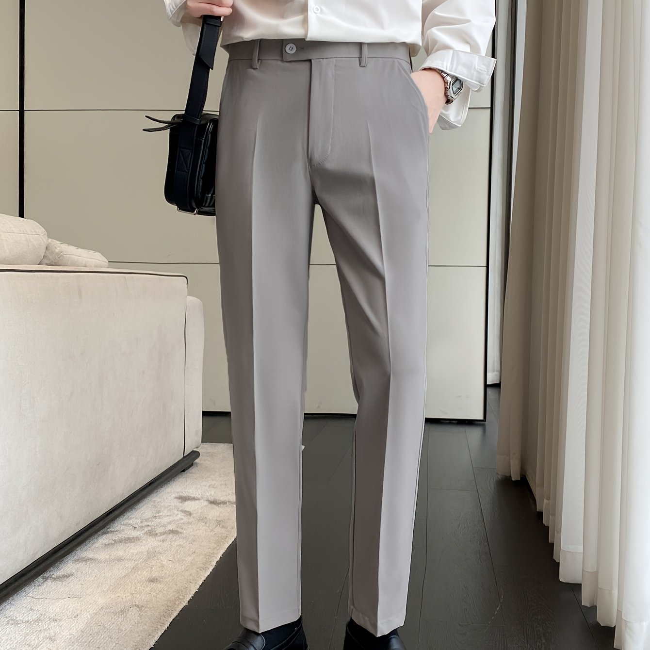 Men's Cropped Casual Formal Pants