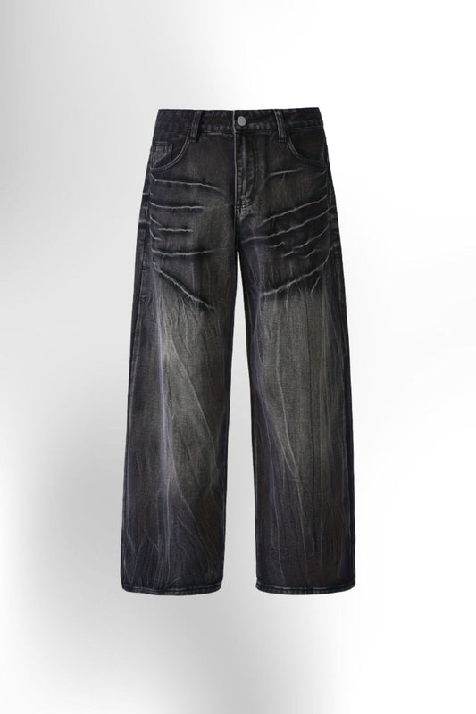 Men's Loose Fit Wide Leg Distressed Jeans