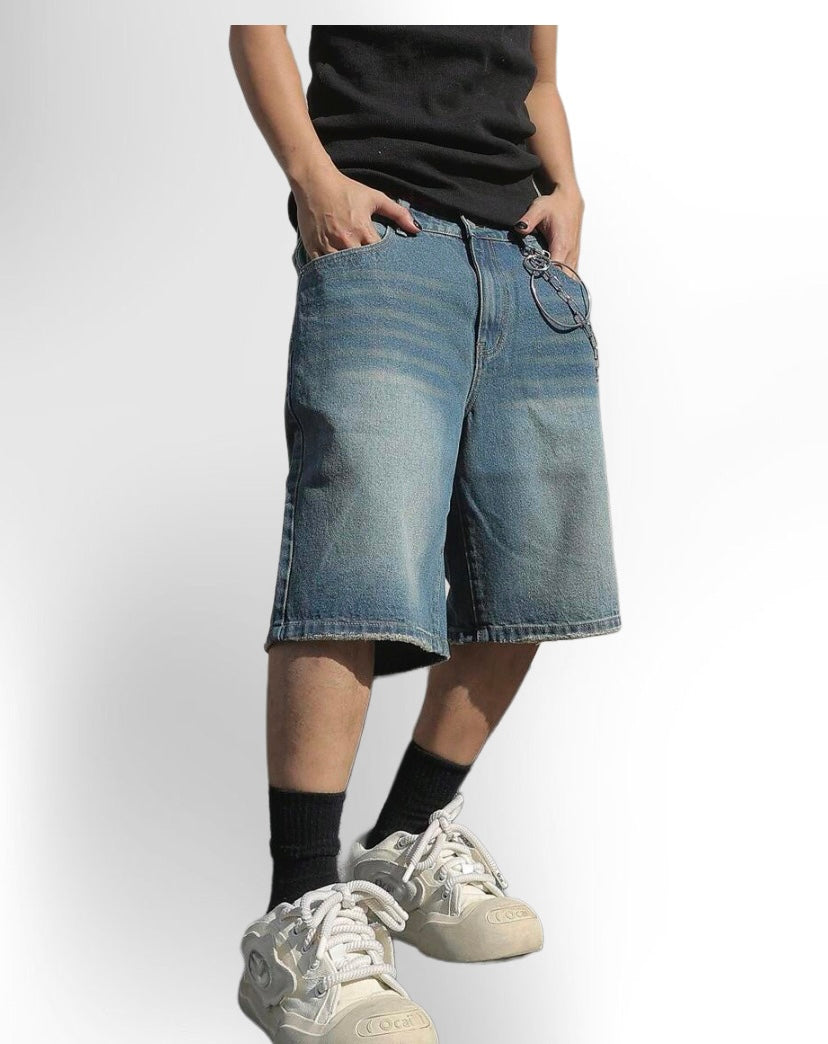 Men's Solid Color Simple Daily Wear Denim Shorts Jorts