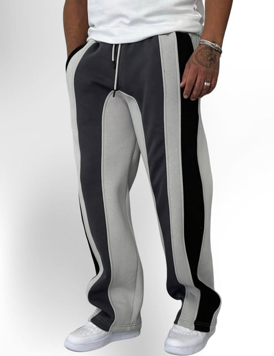 Casual Striped Color-Block Loose-Fit Straight-Leg Pants