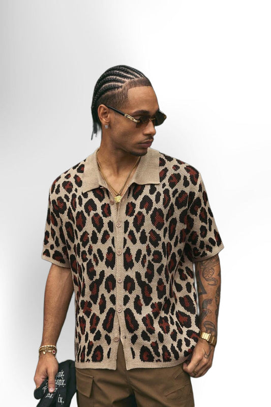 Short Sleeve Loose Fit Knit Shirt For Men
