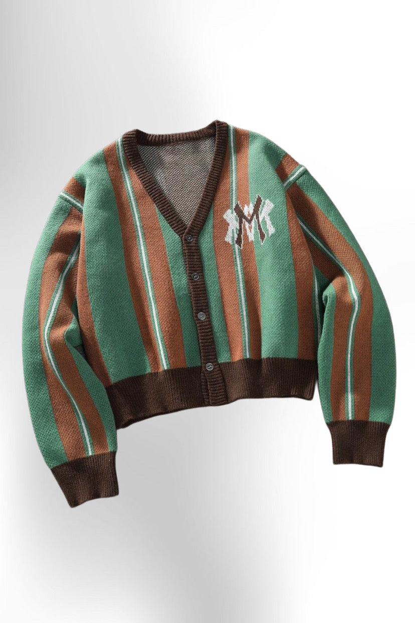 Men's Casual Colorblock Striped Cardigan
