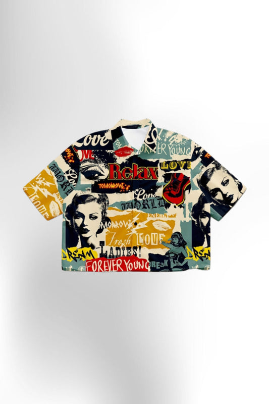 Men'S Vintage Portrait Print Short Sleeve Shirt