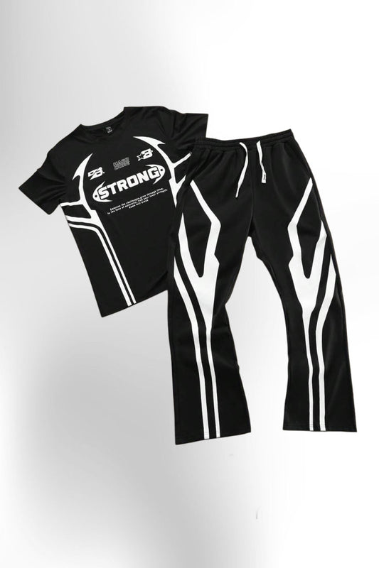Men's Print Short Sleeve Crew Neck T-Shirt And Drawstring Loose Casual Pants Set 2pcs