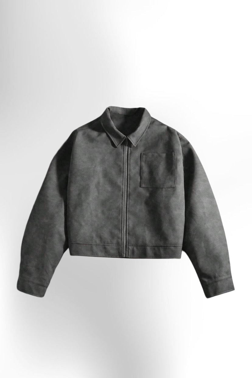 Men's PU Leather Zip-Up Jacket