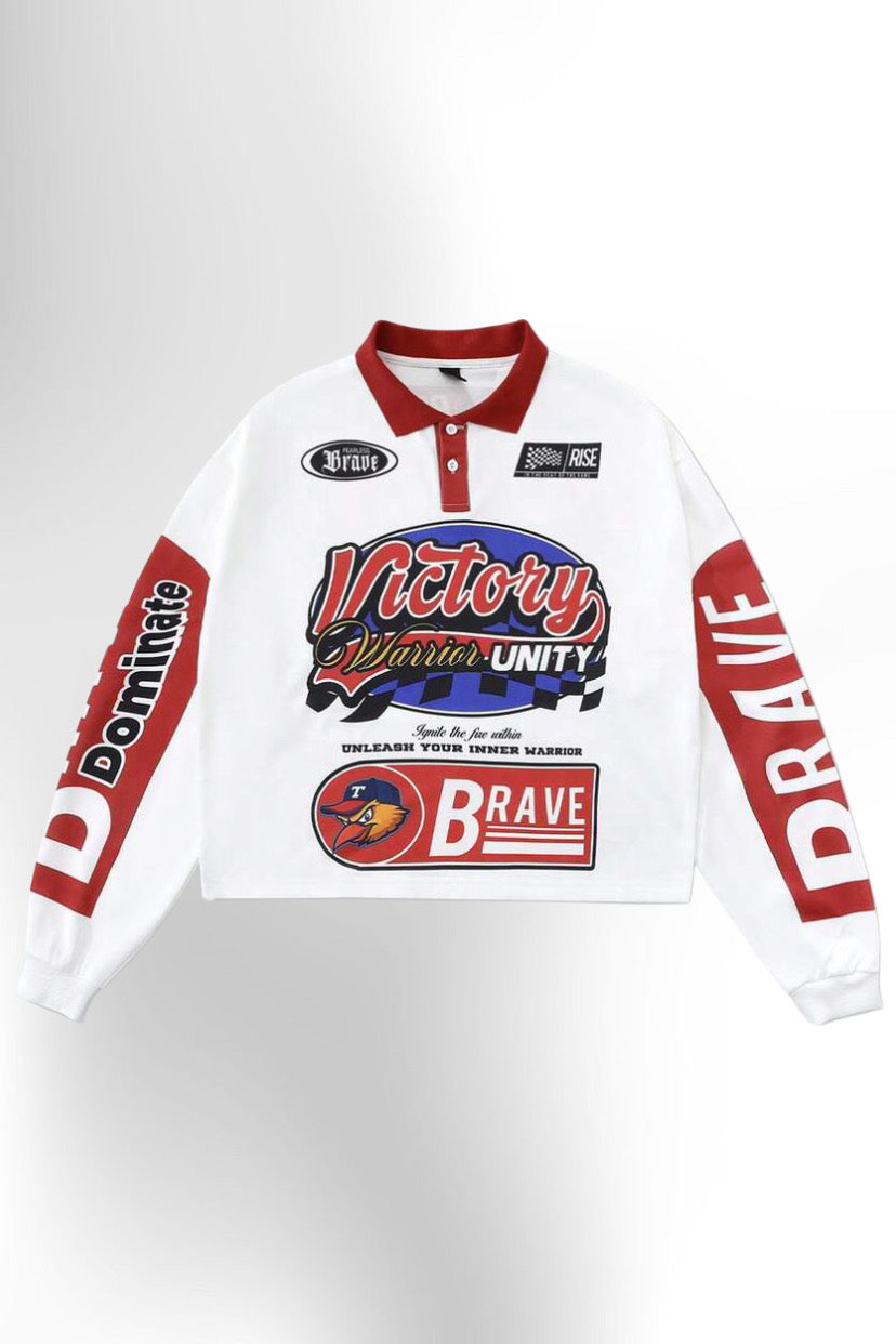 Men's Casual Loose Fit Long Sleeve Polo Shirt