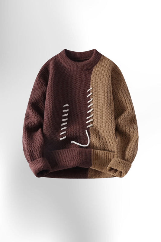 Men's Color-Block Cable Knit Sweater