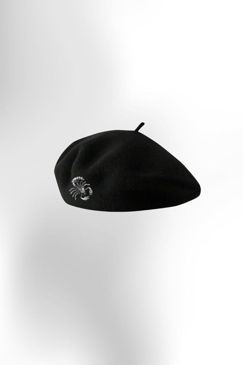 Men's Beret Hat With Rhinestones
