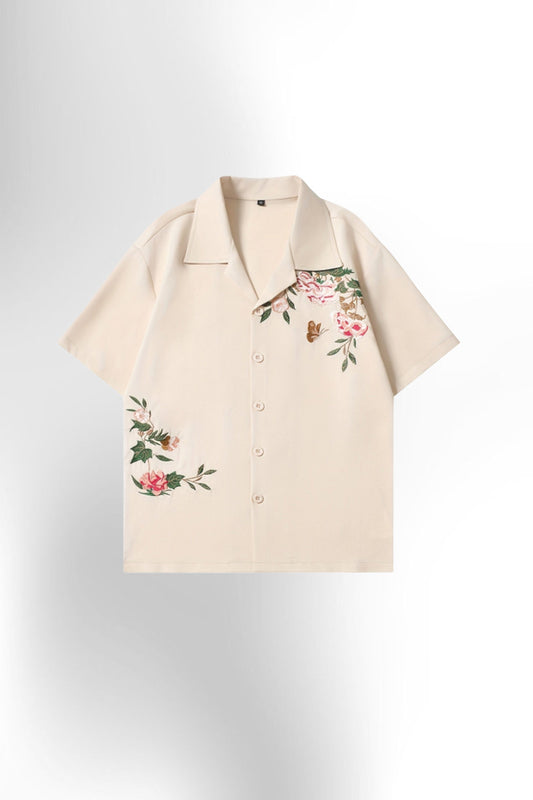 Men'S Casual Floral Embroidered Shirt