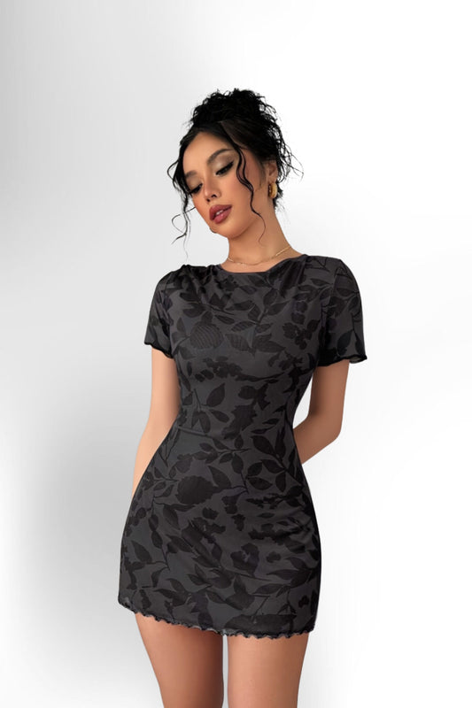 Women's Elegant Floral Print Bodycon Mini Dress