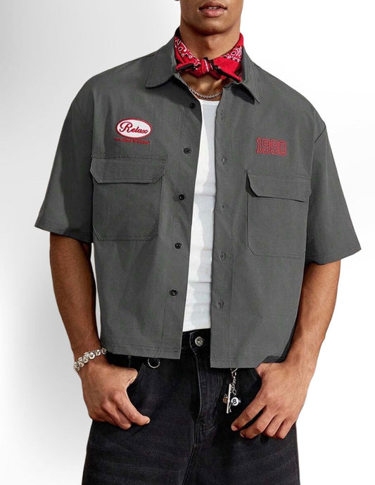 Men's Cargo Pocket Short Sleeve Casual Shirt