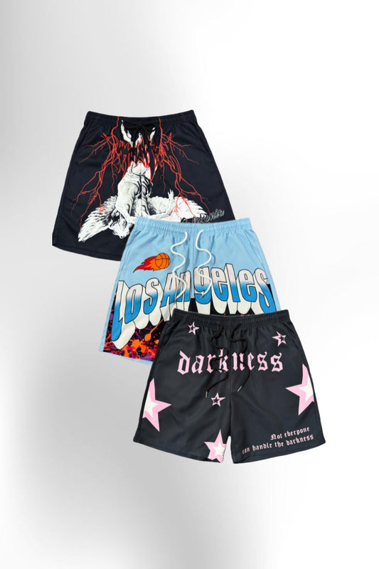Men's Casual Three-Piece Print Beach Shorts Set