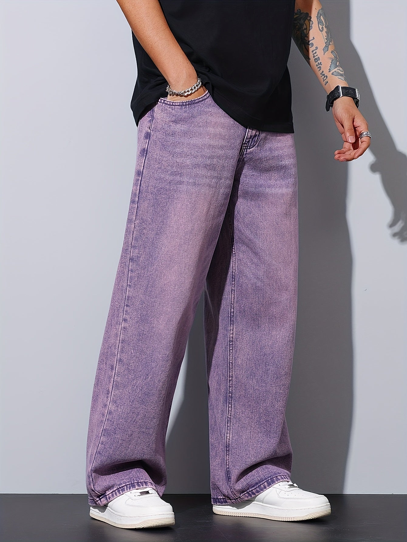 Men's Loose Fit Purple Denim Jeans