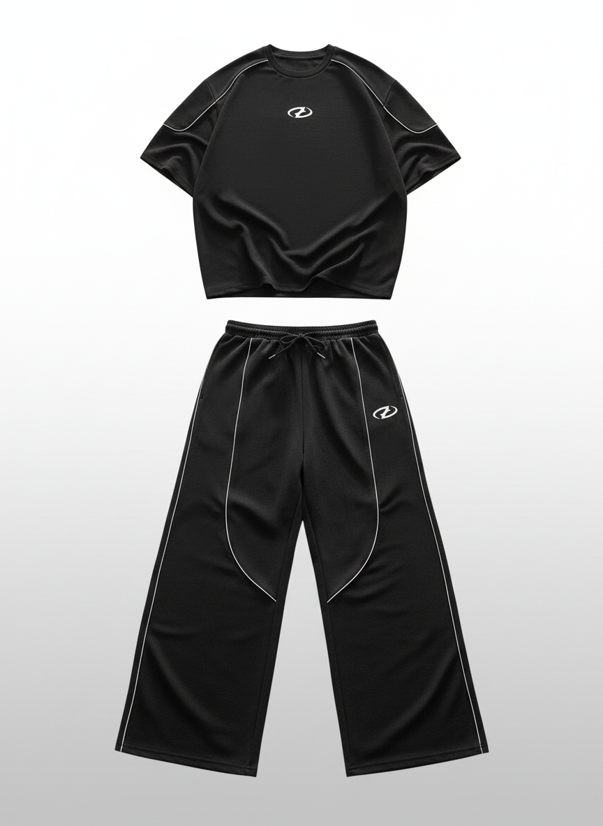 Geometric Print T-Shirt Wide Leg Pants