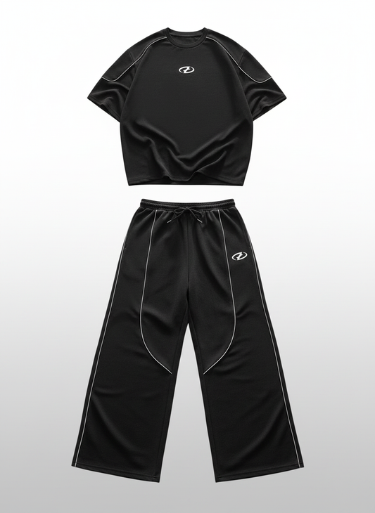 Geometric Print T-Shirt Wide Leg Pants