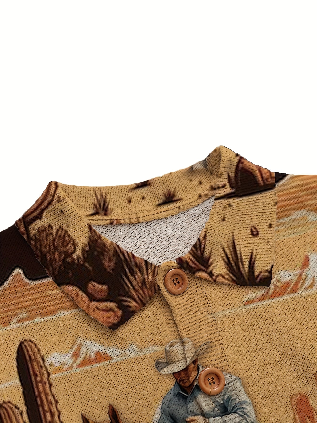Men'S Vintage Cowboy Print Cardigan