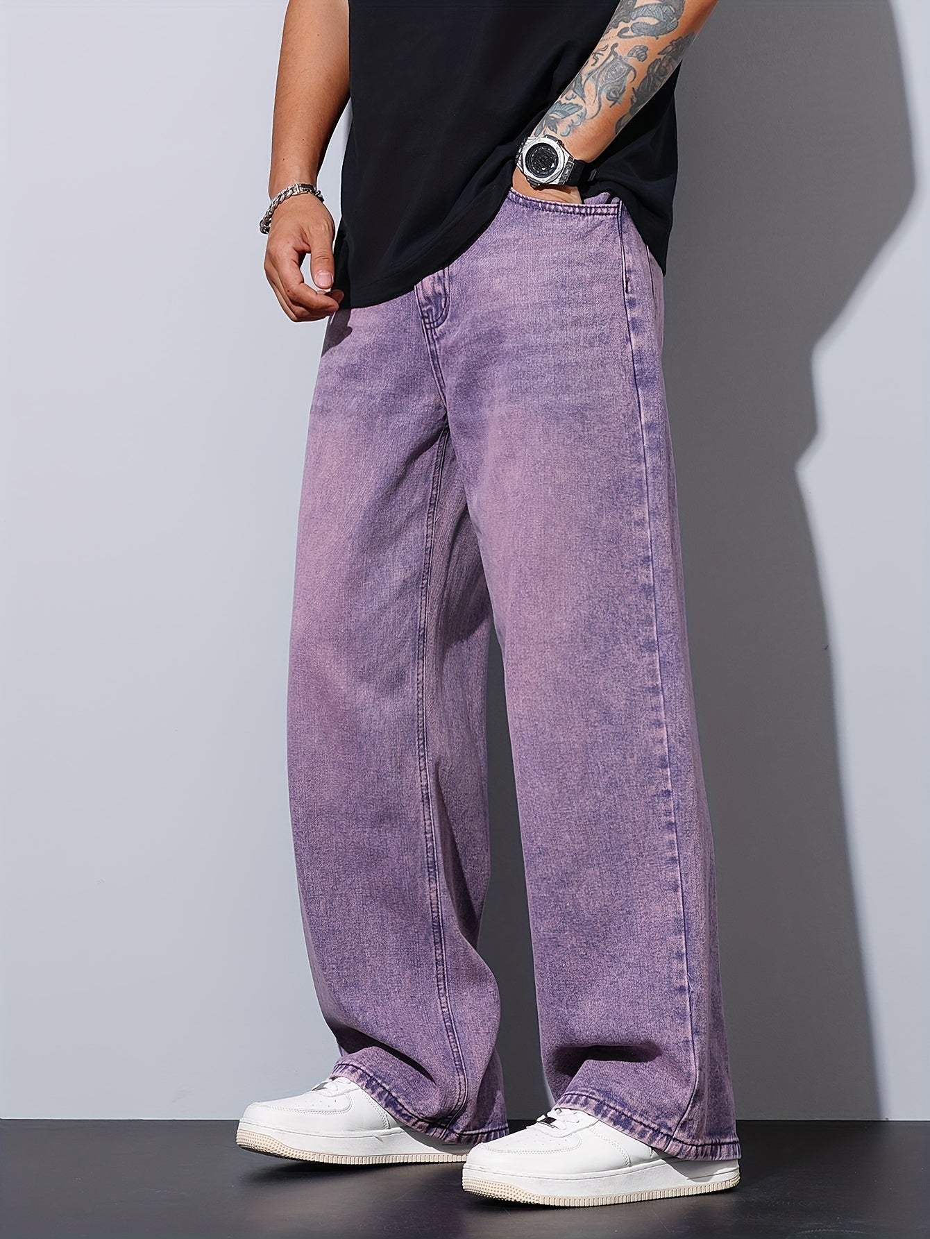 Men's Loose Fit Purple Denim Jeans