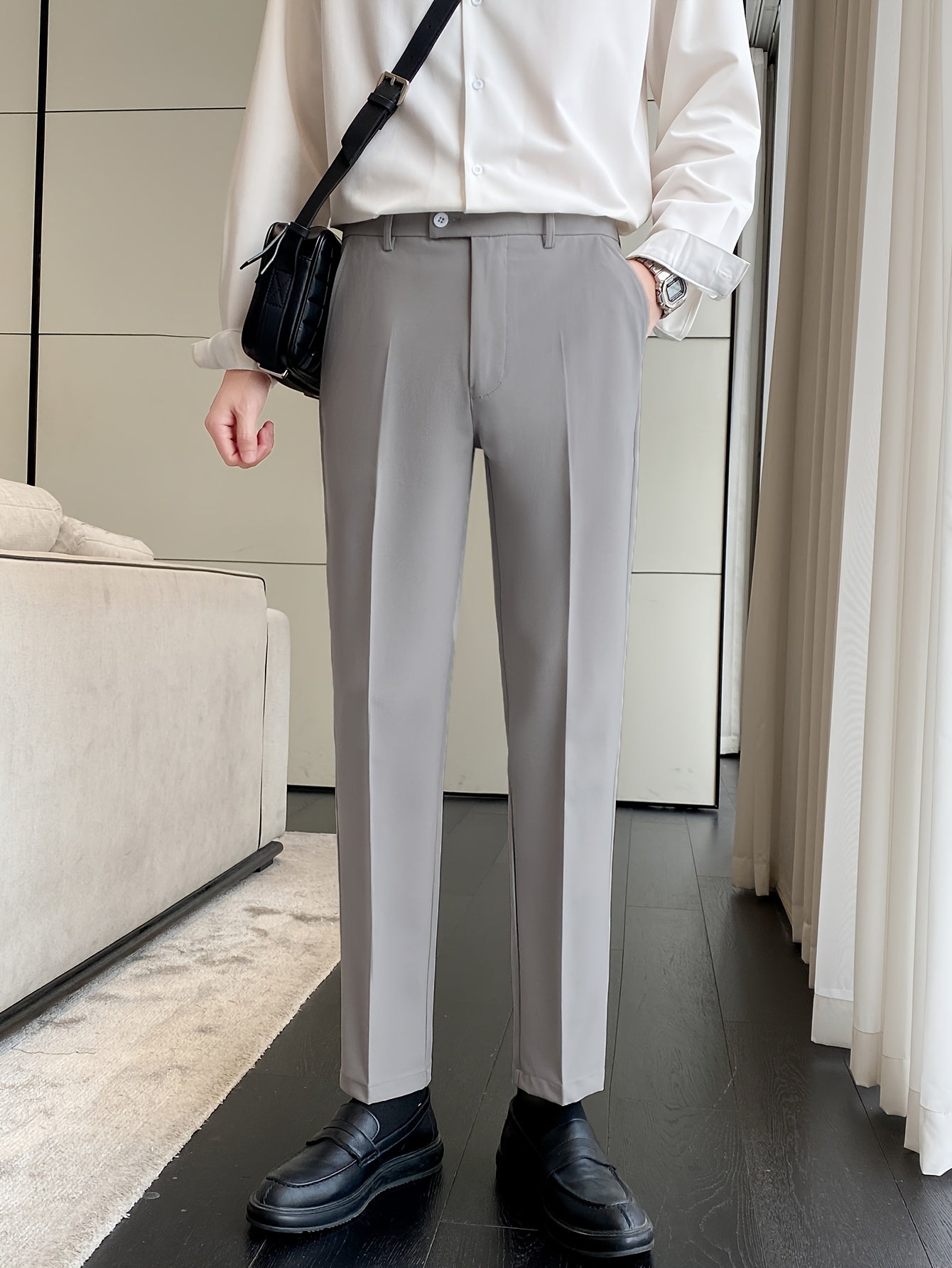 Men's Cropped Casual Formal Pants