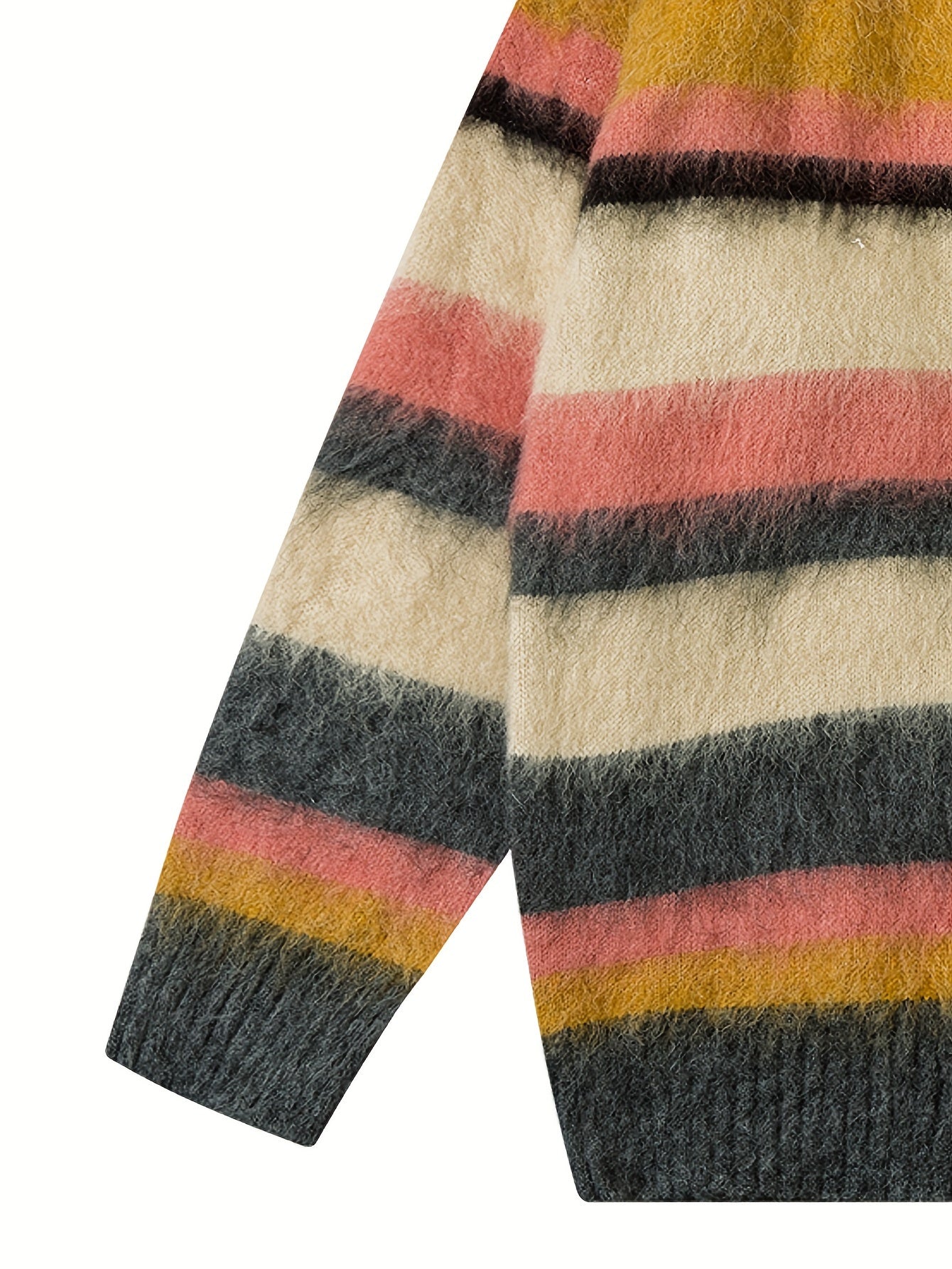 Men's Loose Color Block Striped Knitted Cardigan