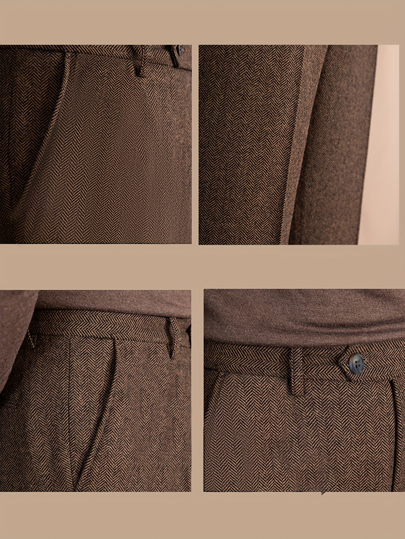 Men's Herringbone Patterned Casual Trousers