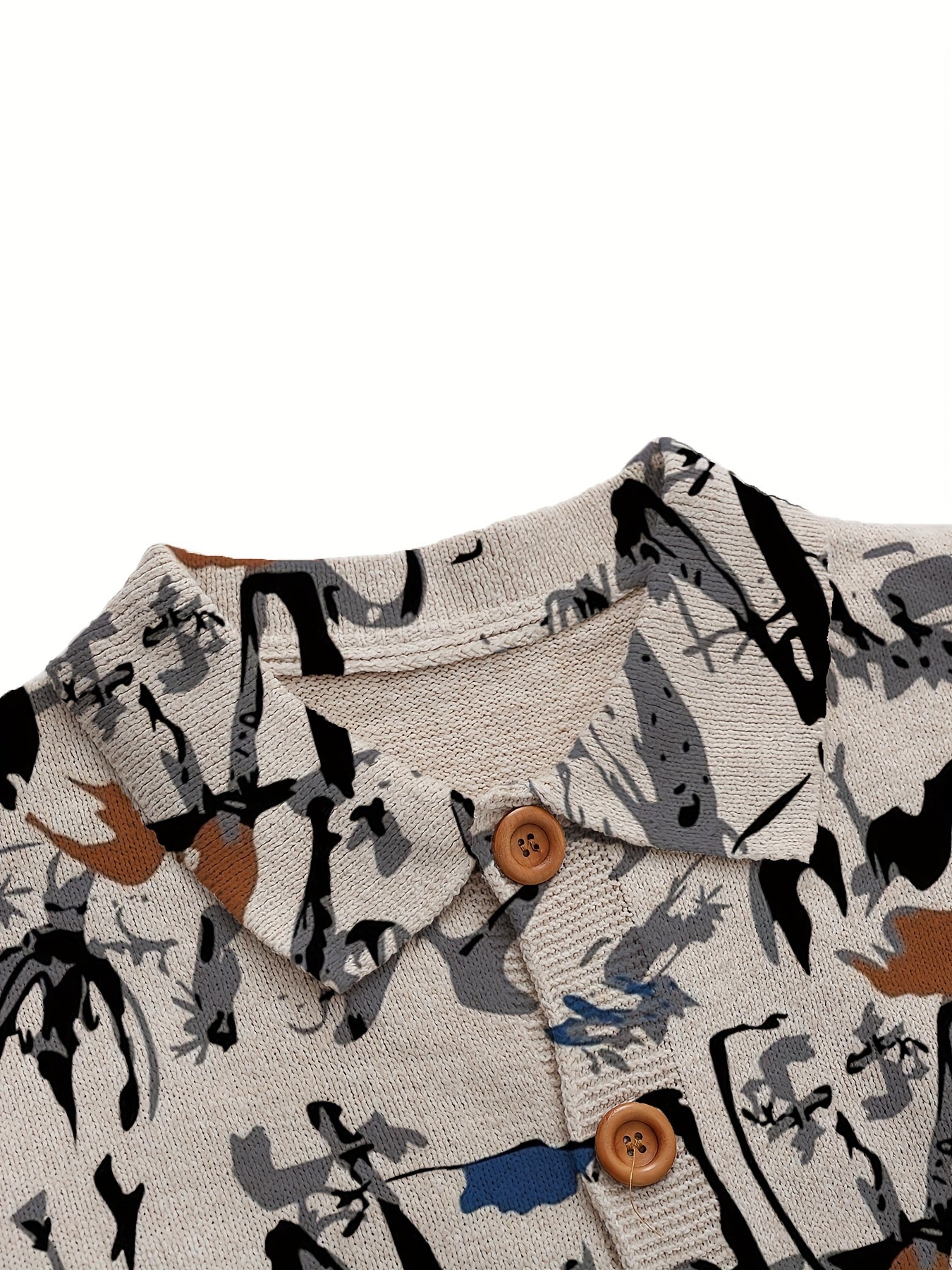 Men's Printed  Knit Sweater Cardigan