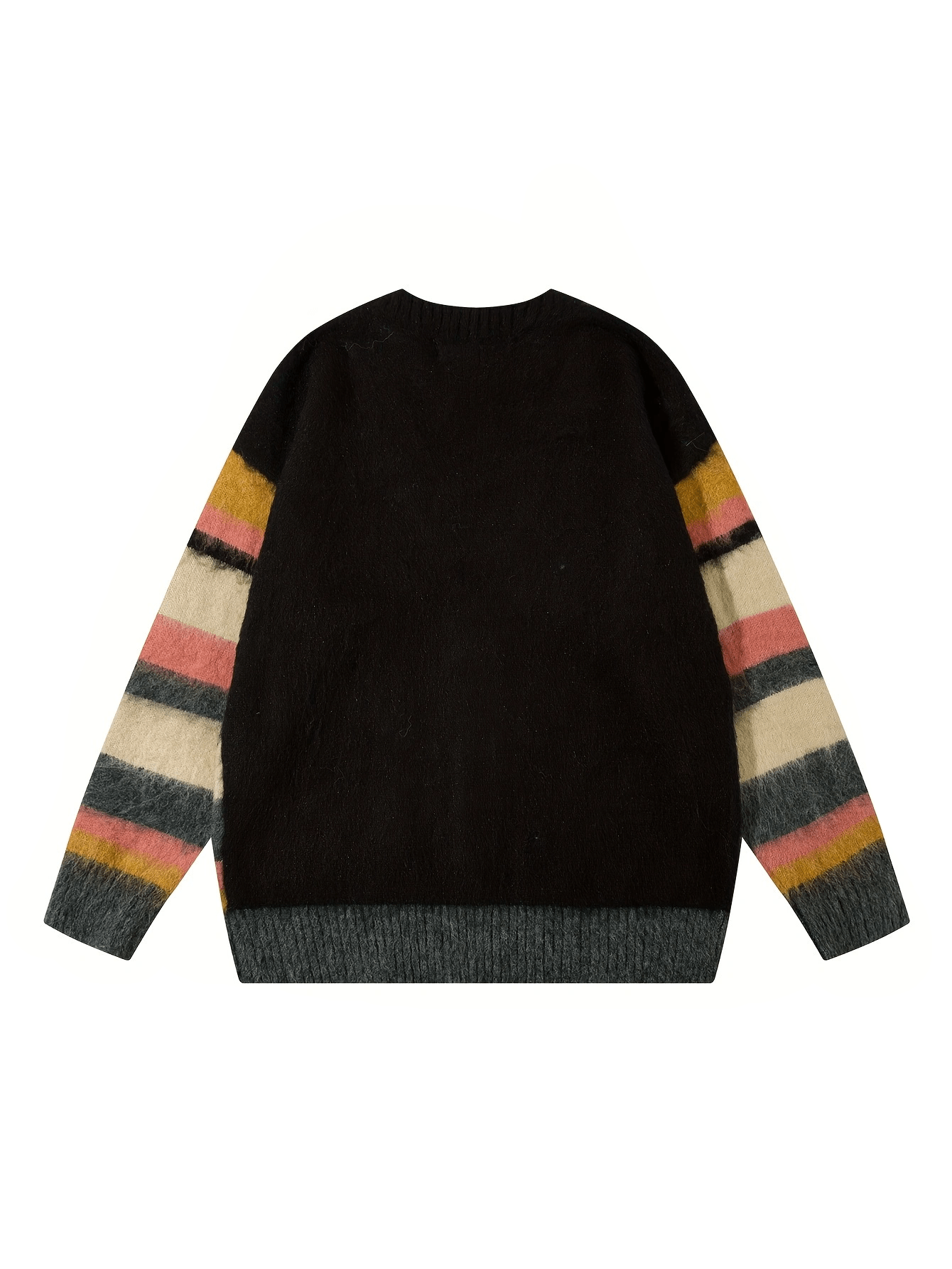 Men's Loose Color Block Striped Knitted Cardigan